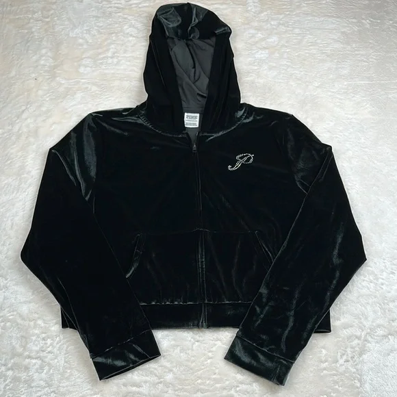 PINK Victoria's Secret Black Velvet Cropped Coat - Picture 4 of 13